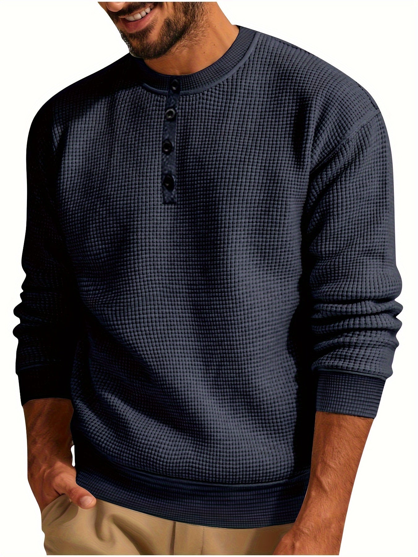 Henley Tricot Gaufré Homme