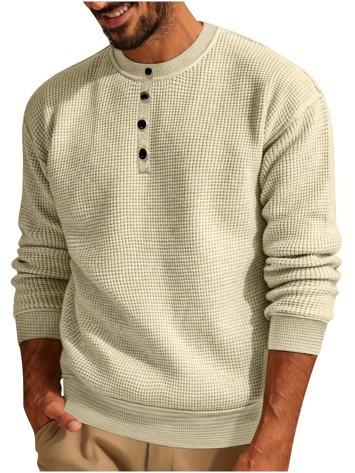 Henley Tricot Gaufré Homme