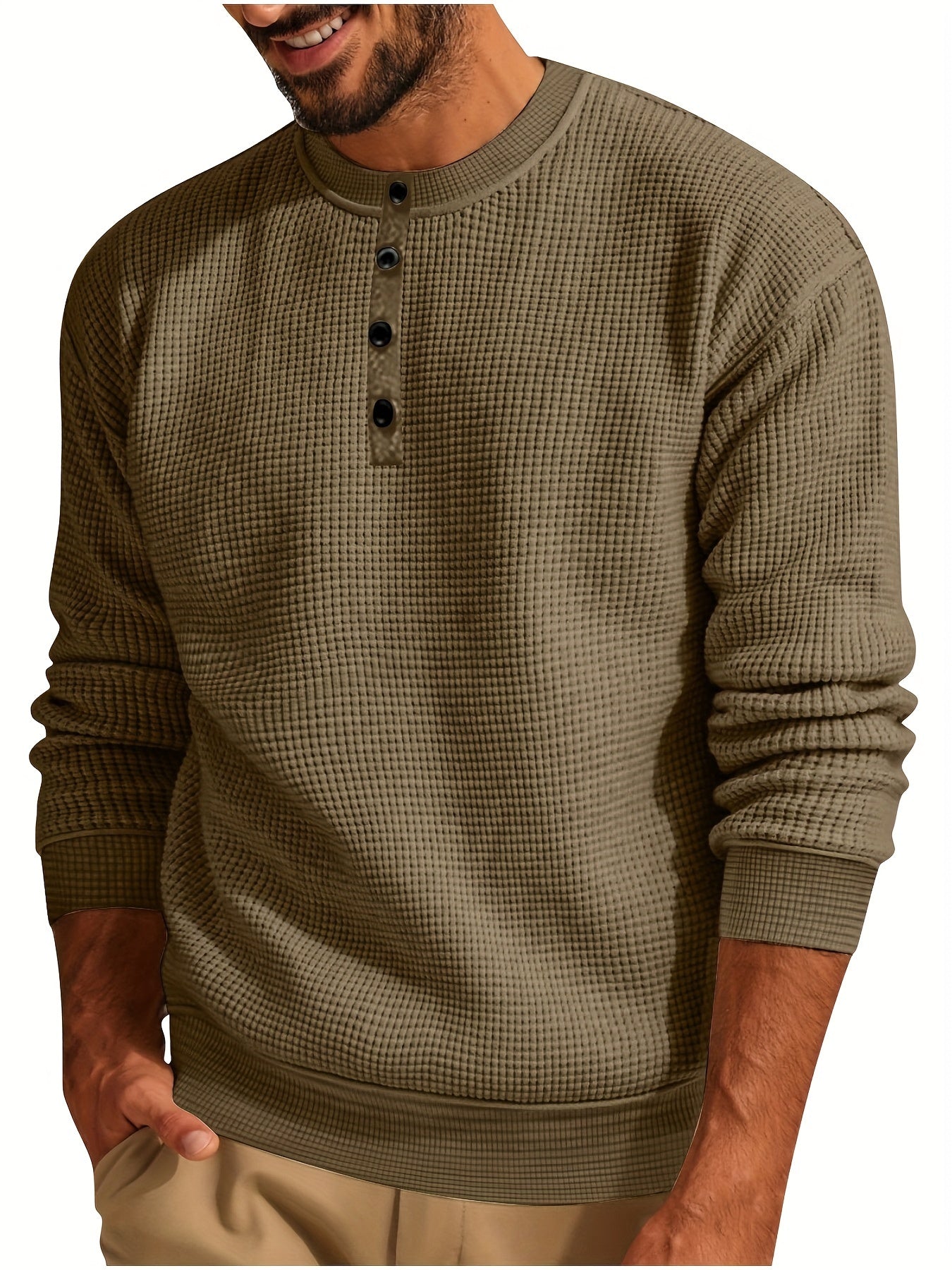 Henley Tricot Gaufré Homme