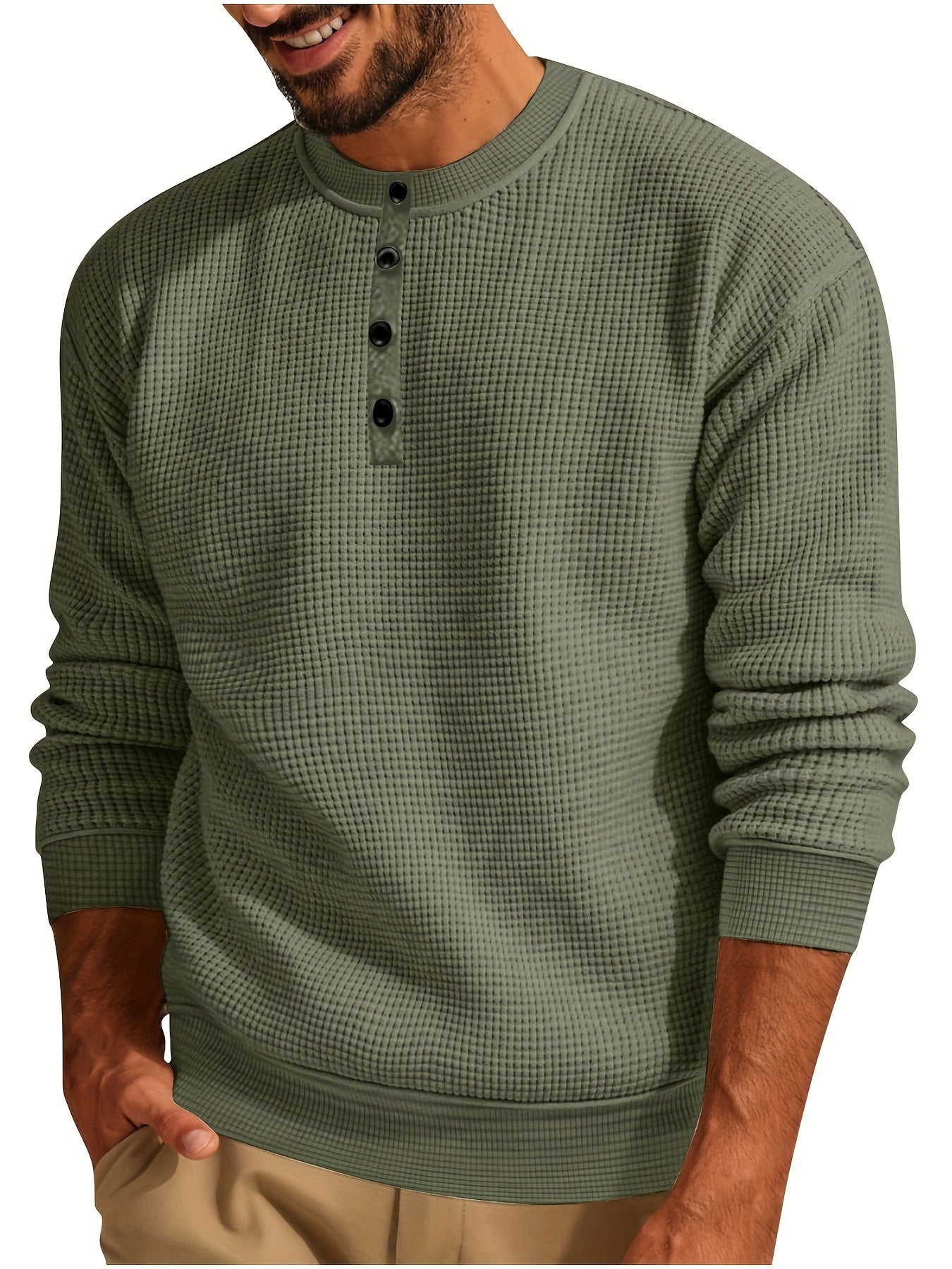 Henley Tricot Gaufré Homme