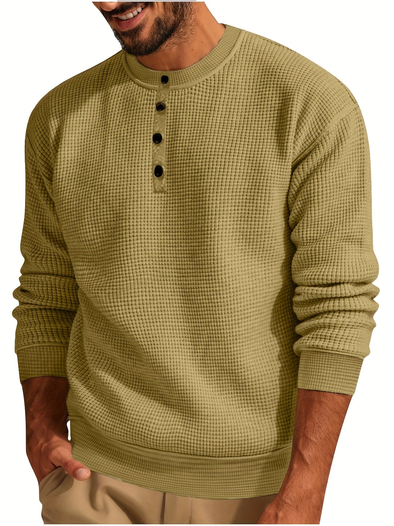 Henley Tricot Gaufré Homme