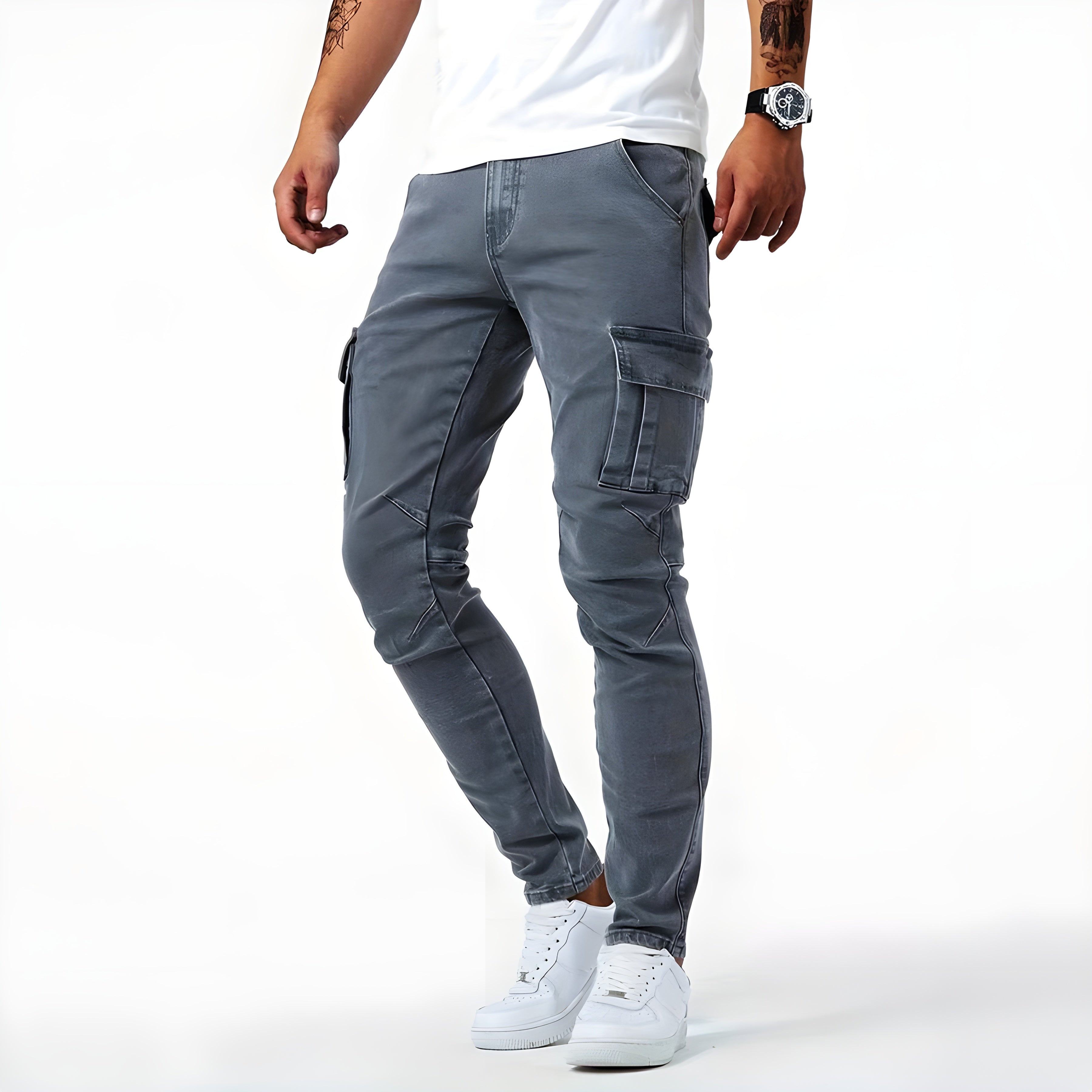 Gautier™ | Pantalon cargo en denim Élastique