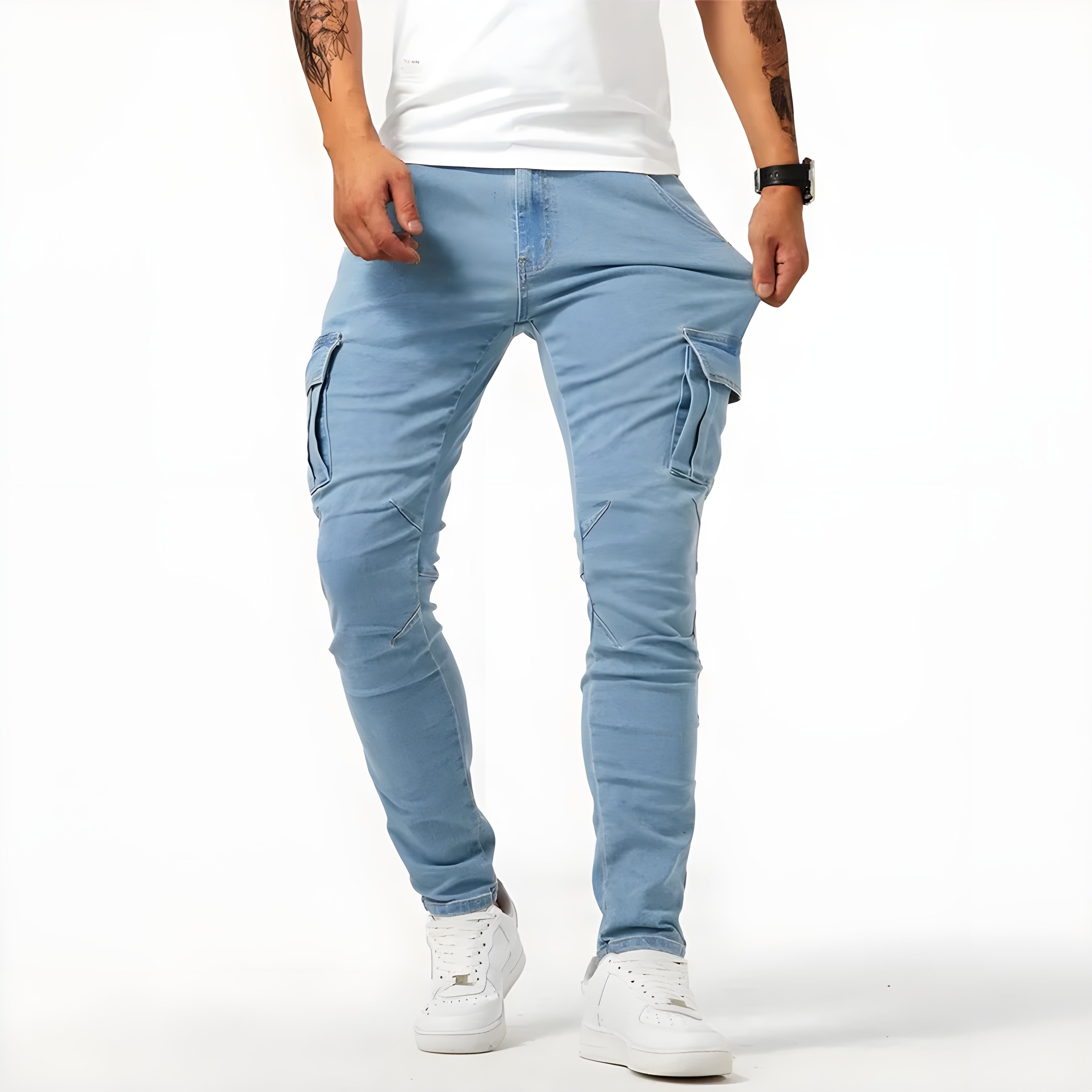 Gautier™ | Pantalon cargo en denim Élastique
