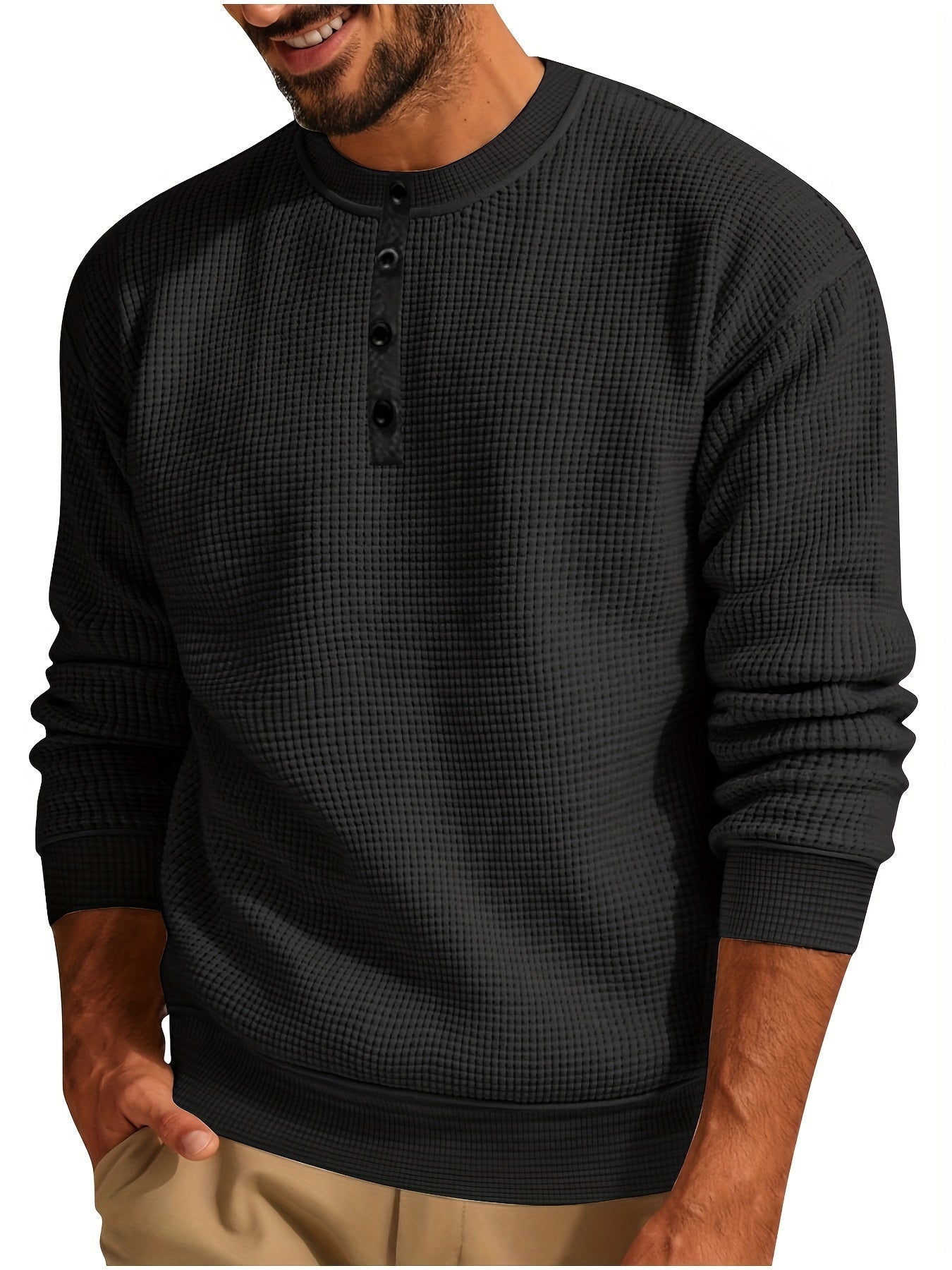 Henley Tricot Gaufré Homme