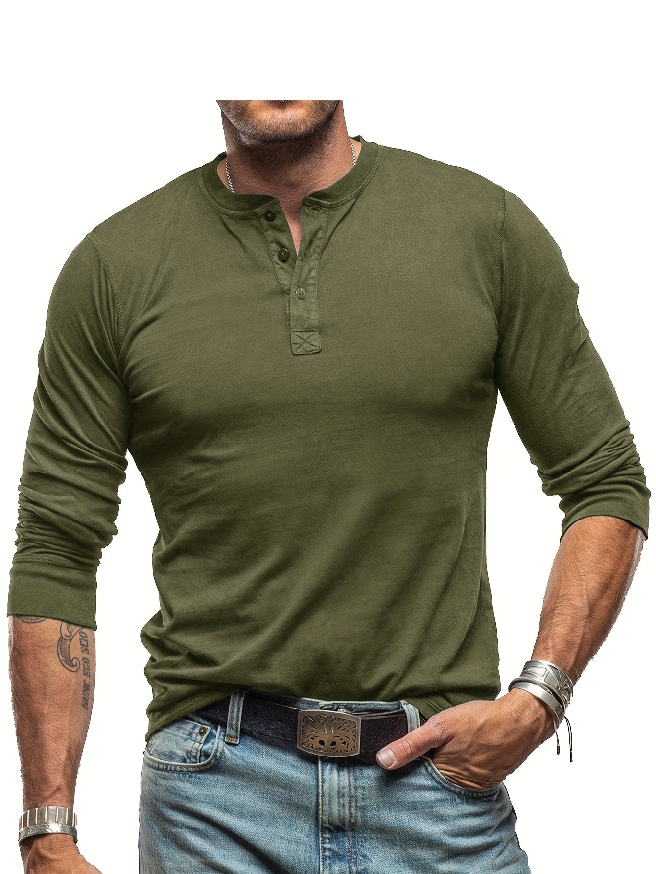 Chemise Henley Coton Homme