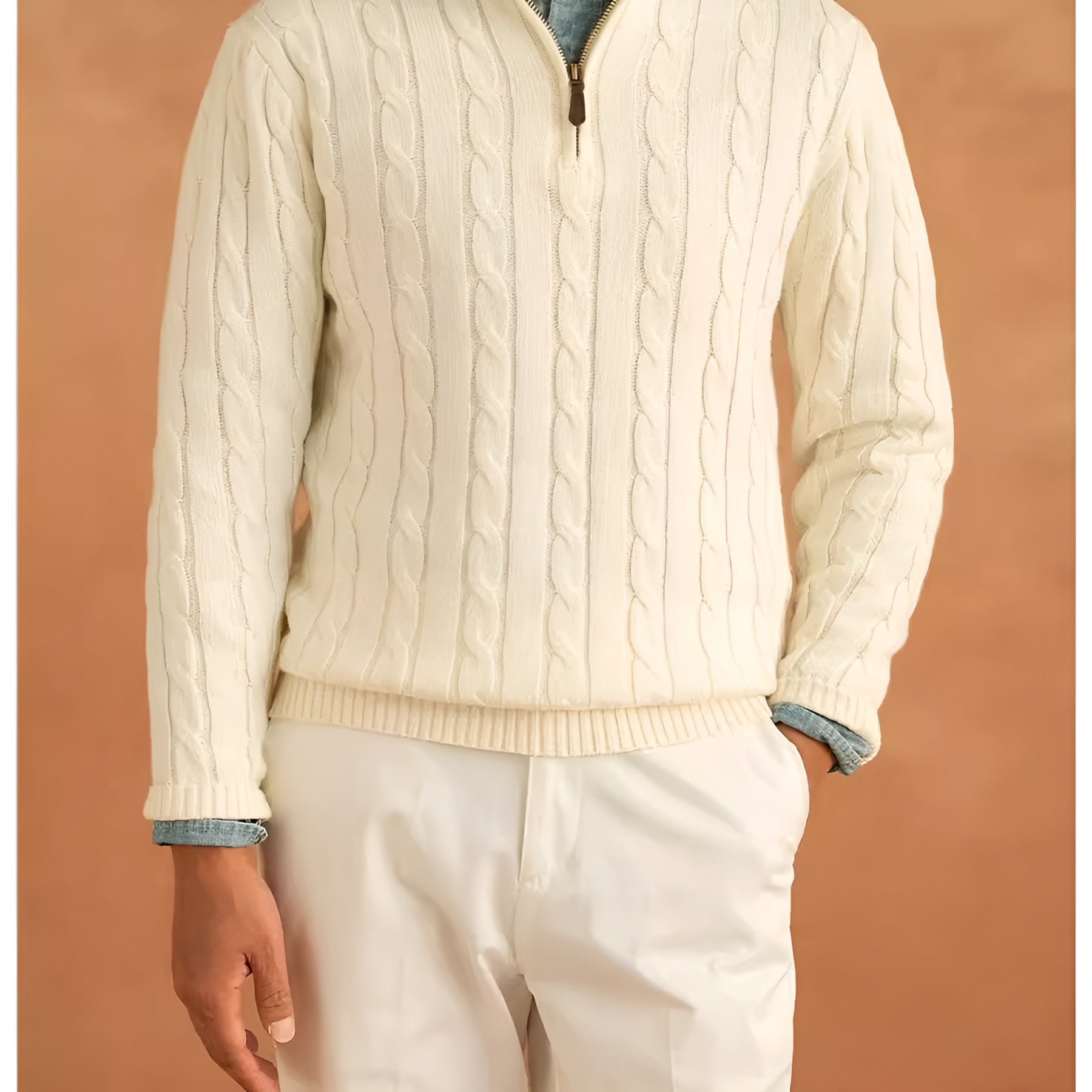 Pull-over avec col en perkins et fermeture à glissière
