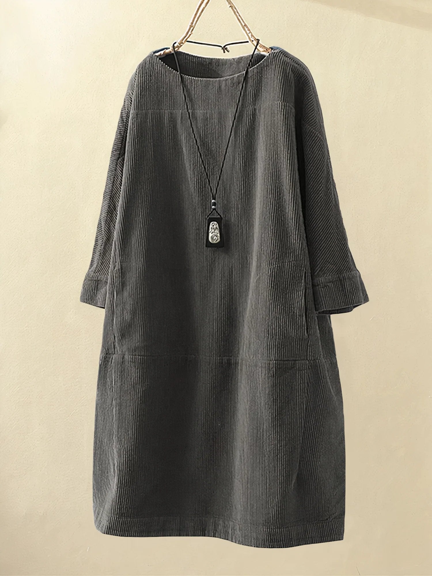 Valery | Robe Midi en Velours Côtelé